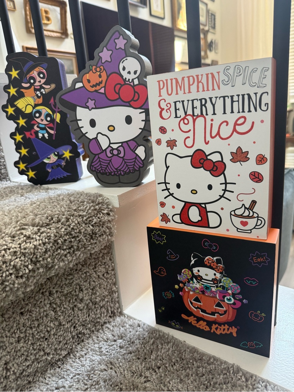 Lot of Hello Kitty and PowerPuff Girls Fall/Halloween Decor